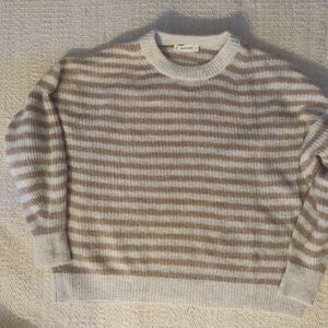 Everlane Brown and Cream Striped Sweater